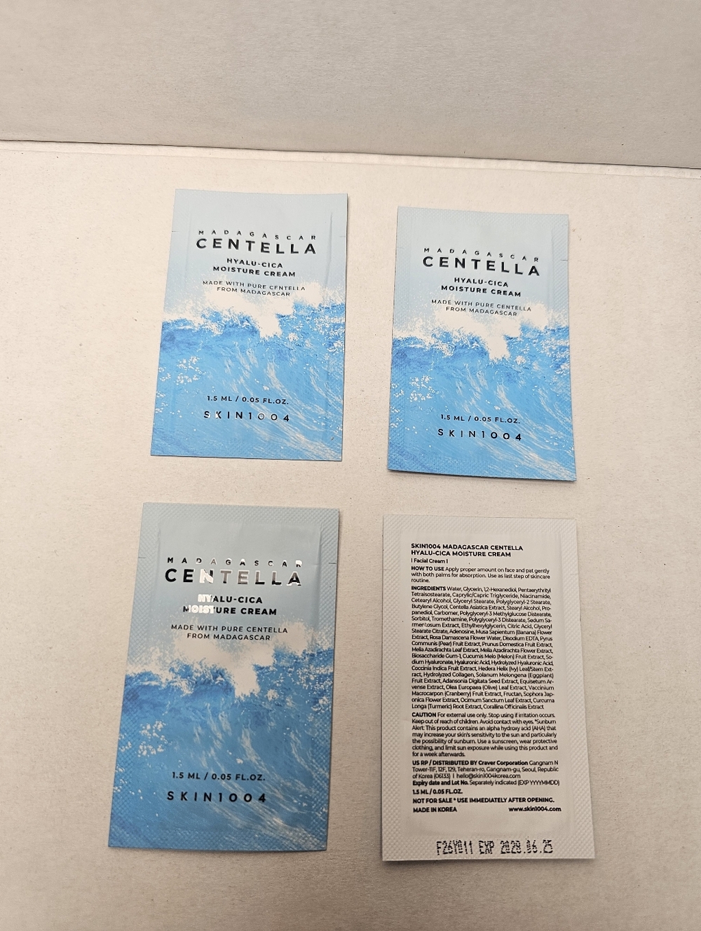 NEW Centella Hyalu-Cica Moisture Cream Sample Pack - Blue Set Of Four 0.05 FL OZ